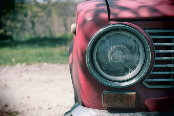 Headlight Vintage Car Old Car Red Color Vintage Car Body — Stock Photo, Image