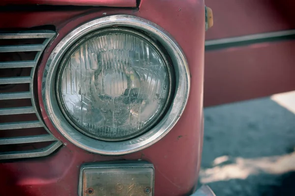 Headlight Vintage Car Old Car Red Color Vintage Car Body — Stock Photo, Image