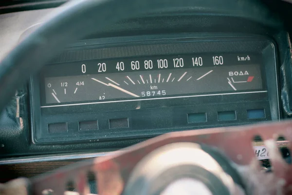 Спідометр Старовинного Автомобіля Ретро Автомобільний Салон — стокове фото