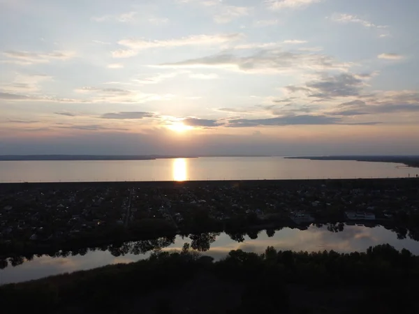 Paisagem Com Belo Pôr Sol — Fotografia de Stock