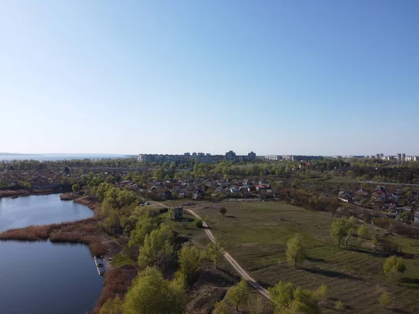 beautiful landscape with a river. shore and river from above