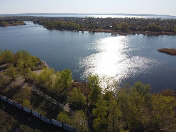 Hermoso Paisaje Con Río Orilla Río Desde Arriba — Foto de Stock