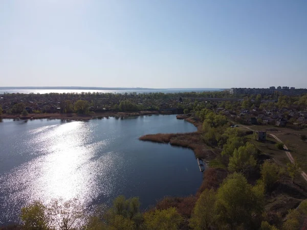 beautiful landscape with a river. shore and river from above