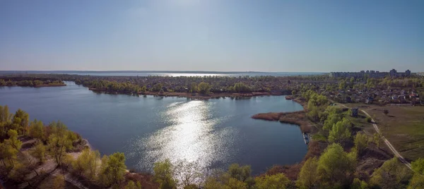 beautiful landscape with a river. shore and river from above