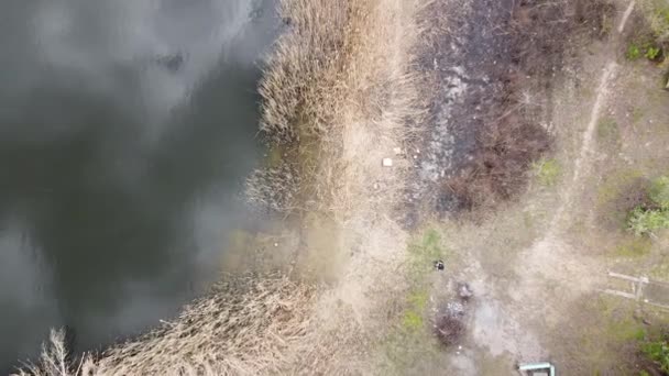 Paesaggio Primaverile Terra Acqua Dall Alto — Video Stock