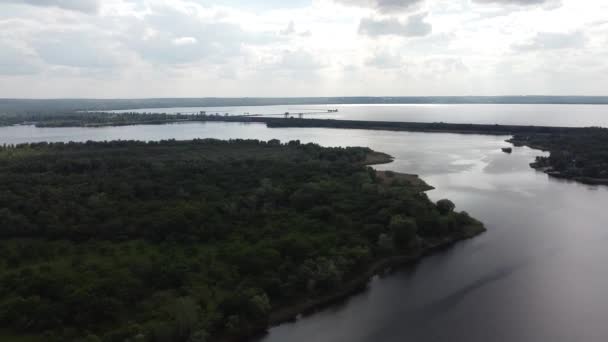 Hermoso Paisaje Con Río Desde Una Altura Tierra Río Desde — Vídeo de stock