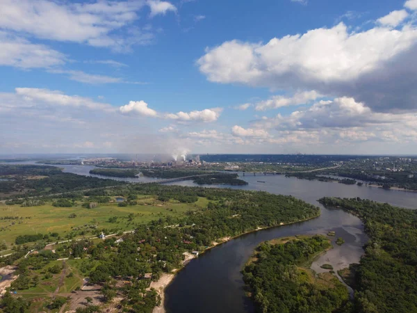 Prachtig Landschap Vanaf Een Hoogte Land Rivier Van Bovenaf — Stockfoto