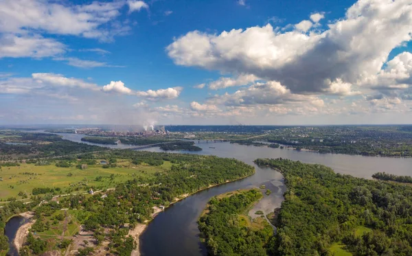 Prachtig Landschap Vanaf Een Hoogte Land Rivier Van Bovenaf — Stockfoto