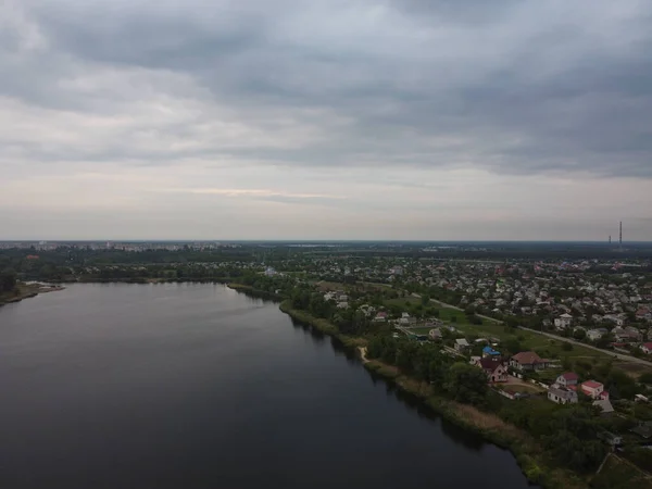 Prachtig Landschap Vanaf Een Hoogte Land Rivier Van Bovenaf — Stockfoto