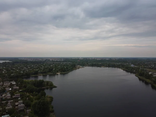 Prachtig Landschap Vanaf Een Hoogte Land Rivier Van Bovenaf — Stockfoto