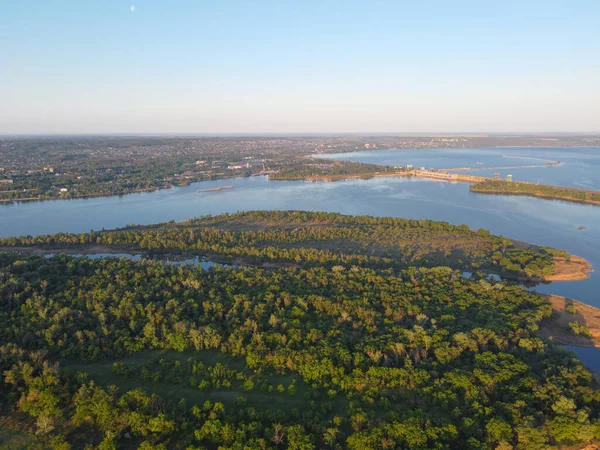 Beau Paysage Une Hauteur Terre Rivière Haut — Photo