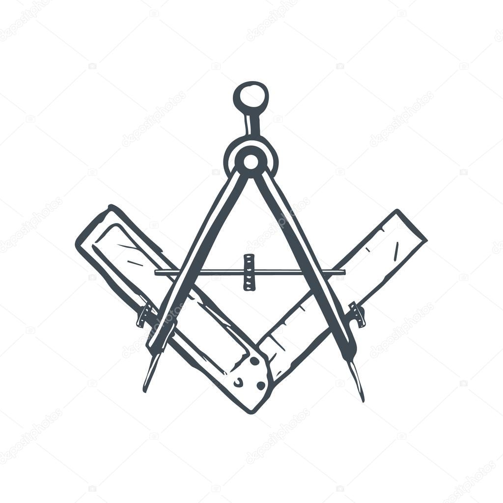 Compass and Square. Mason Sign. Vector
