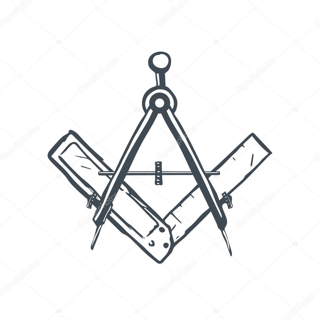 Compass and Square. Mason Sign. Vector illustration