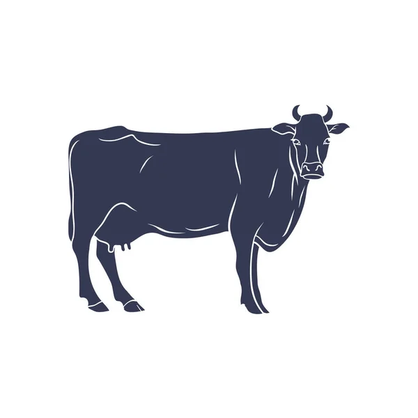 Cow Silhouette isolated on White Background. Vector — Stock Vector