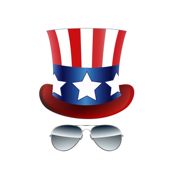 Cowboy américain, drapeau des États-Unis Chapeau et lunettes. Vecteur — Image vectorielle