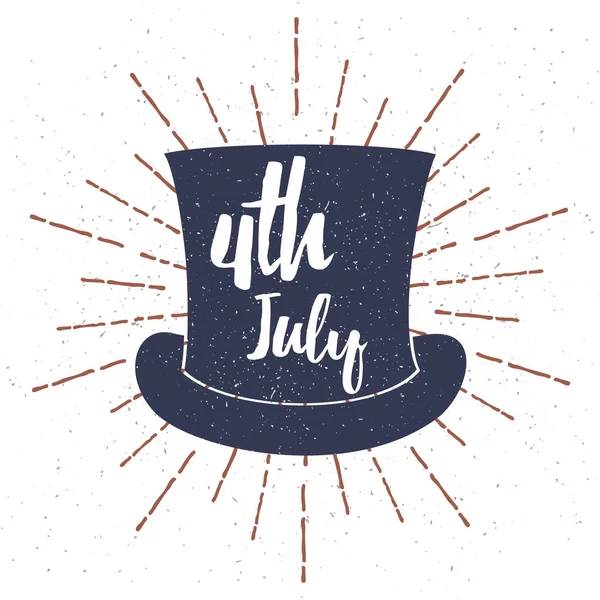 Κορυφή καπέλο με εικονογράφηση διάνυσμα υφή Grunge και γράμματα «4η Ιουλίου». Διάνυσμα — Διανυσματικό Αρχείο
