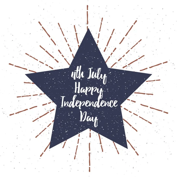 Αστέρι με εικονογράφηση διάνυσμα υφή Grunge και «4η Ιουλίου ημέρα της ανεξαρτησίας» γράμματα. Διάνυσμα — Διανυσματικό Αρχείο