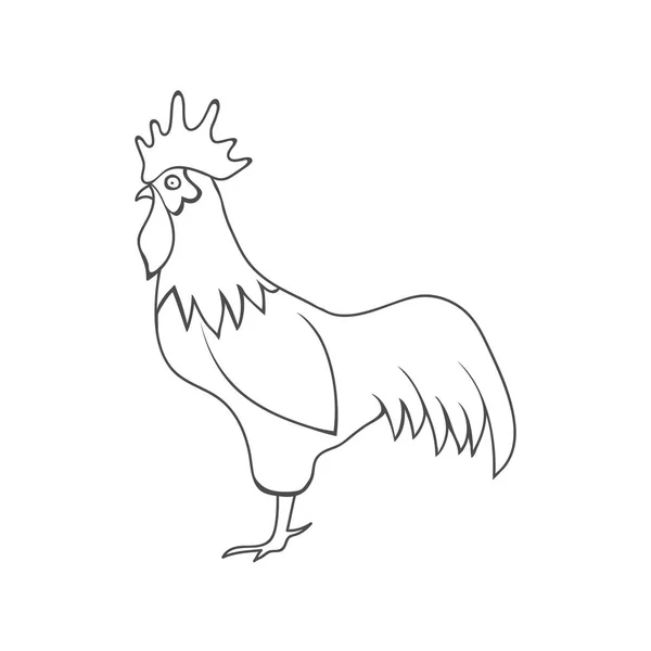Gallo disegnato a mano isolato su sfondo bianco. Vettore — Vettoriale Stock
