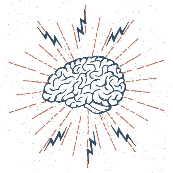 Rayos cerebrales dibujados a mano. Vector — Vector de stock