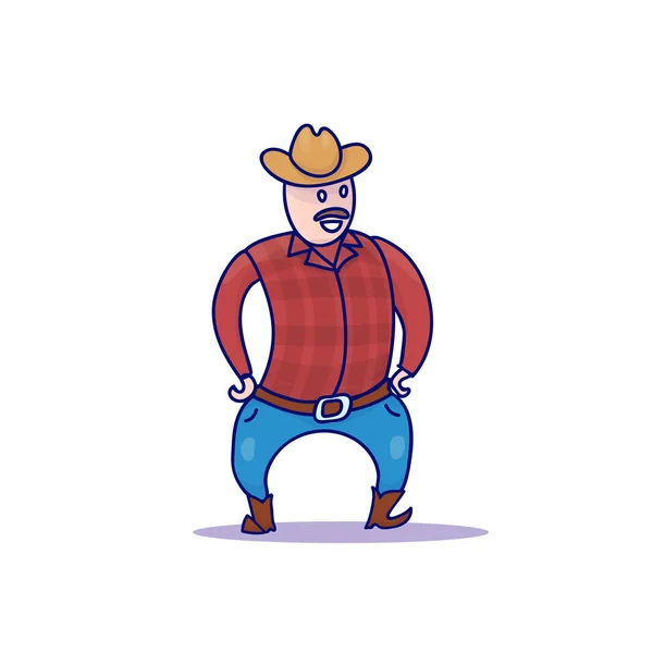 Hand Drawn Cowboy Character isolated on white background. Vector — Stock Vector