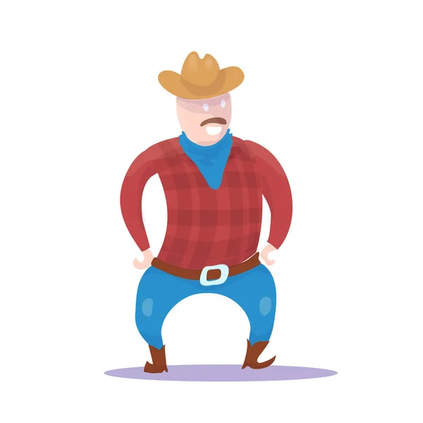 Personagem Cowboy desenhado à mão isolado no fundo branco. Vetor — Vetor de Stock