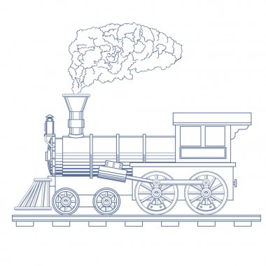Vintage Buhar lokomotif vektör logo tasarım şablonu. tren veya taşıma simgesi. Vektör