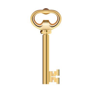 Golden Key isolated on white Background. Vector clipart