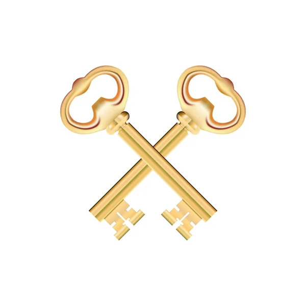 Cruzou Golden Keys isolado em fundo branco. Vetor —  Vetores de Stock