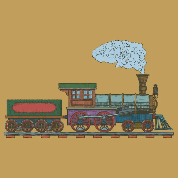 Modelo de design de logotipo de vetor de locomotiva a vapor vintage. ícone de trem ou transporte. Vetor —  Vetores de Stock