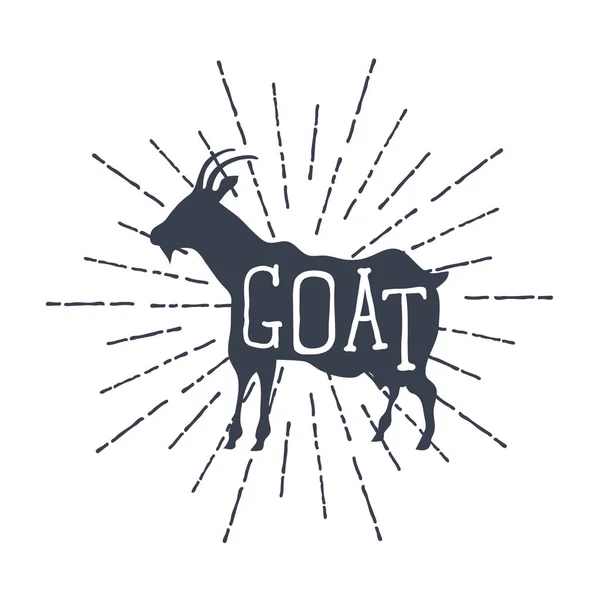Farm animals, vector icons. silhouette of goat. Vector — Stock Vector