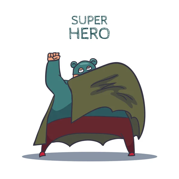 Cartoon Hand Drawn Super Hero Character with Cloak. Vector — Stock Vector