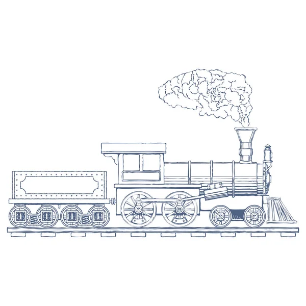 빈티지 증기 기관차 벡터 로고 디자인 서식 파일입니다. 기차 또는 전송 아이콘. 벡터 — 스톡 벡터