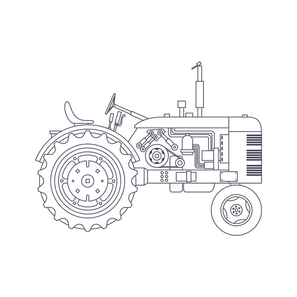 Vintage tarım traktör üzerinde beyaz vackground izole. Vektör — Stok Vektör