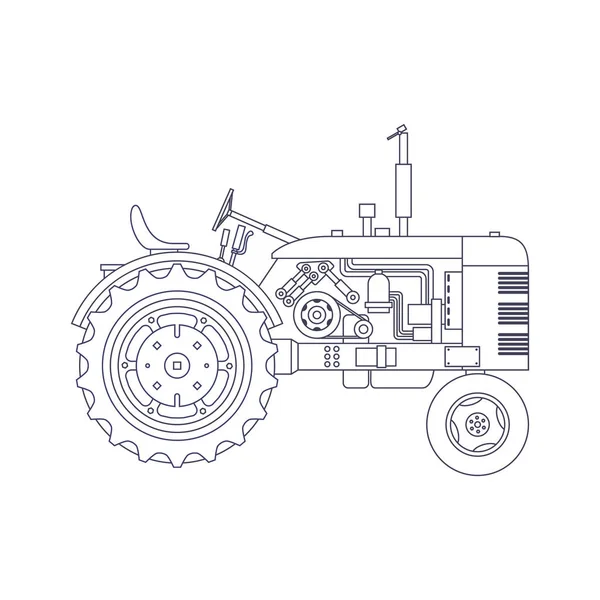 Tractor agrícola vintage aislado en un bastidor blanco. Vector — Vector de stock