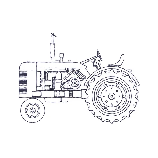 Vintage mezőgazdasági traktor elszigetelt fehér vackground. Vektor — Stock Vector