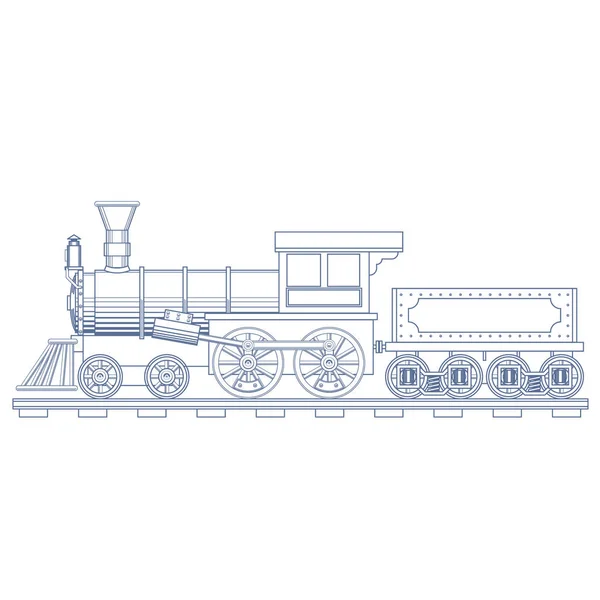 Tren de vapor Vintage Grabar Ilustración. Vector — Archivo Imágenes Vectoriales