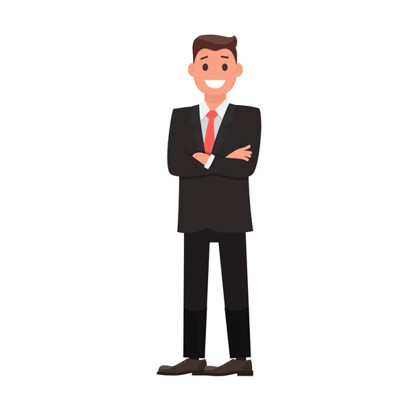 Colorido diseño plano personaje hombre de negocios. Vector — Archivo Imágenes Vectoriales