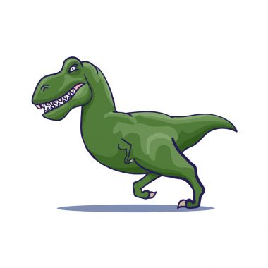 Elle çizilmiş karikatür Tyrannosaur'u çalışan. Vektör