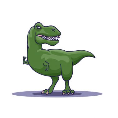 Elle çizilmiş karikatür Tyrannosaur'u onun pazı gösterir. Vektör