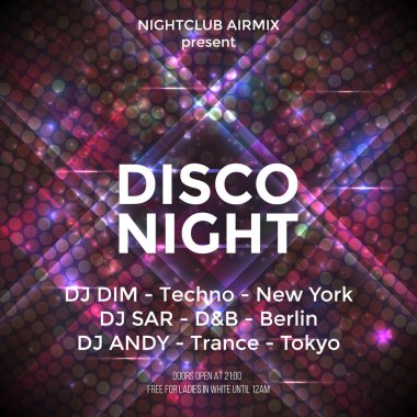 Dans partisi poster vektör arka plan şablonu parçacıklar, vurgu ve pembe ve mavi renklerde modern geometrik şekiller. Müzik etkinliği el ilanı veya afiş soyut. Vektör