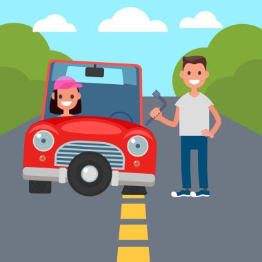 Düz lastik değiştir. Vektör