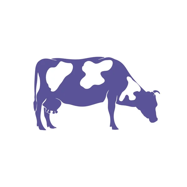 Silhueta de vaca desenhada à mão isolada no fundo branco. Vetor — Vetor de Stock