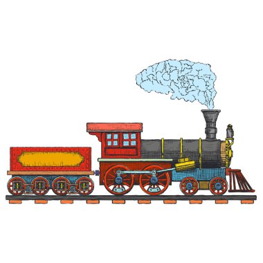 Vintage Buhar lokomotif vektör logo tasarım şablonu. tren veya taşıma simgesi. Vektör