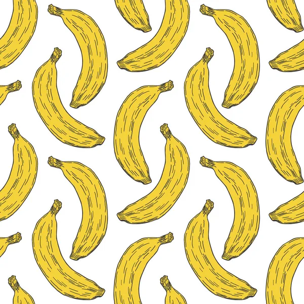 Handgezeichnete Bananenfrucht nahtlose Muster Hintergrund. Vektor — Stockvektor