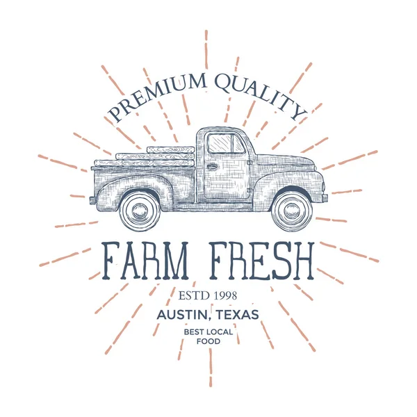 Vintage farm food logo. Engraved logo. Vector — Stock Vector
