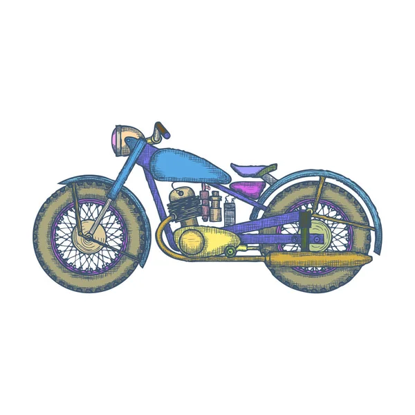 Plantilla de diseño de logotipo de vector de motocicleta vintage dibujado a mano. bikeshop o icono del servicio de motocicleta. Vector — Archivo Imágenes Vectoriales