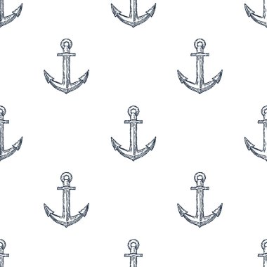 Vintage çapa elle çizilmiş Dikişsiz desen arka plan. Vektör