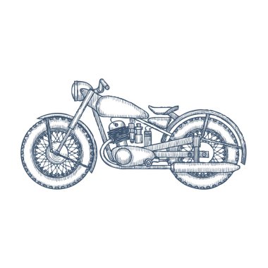 El Vintage motosiklet çizilmiş vektör logo tasarım