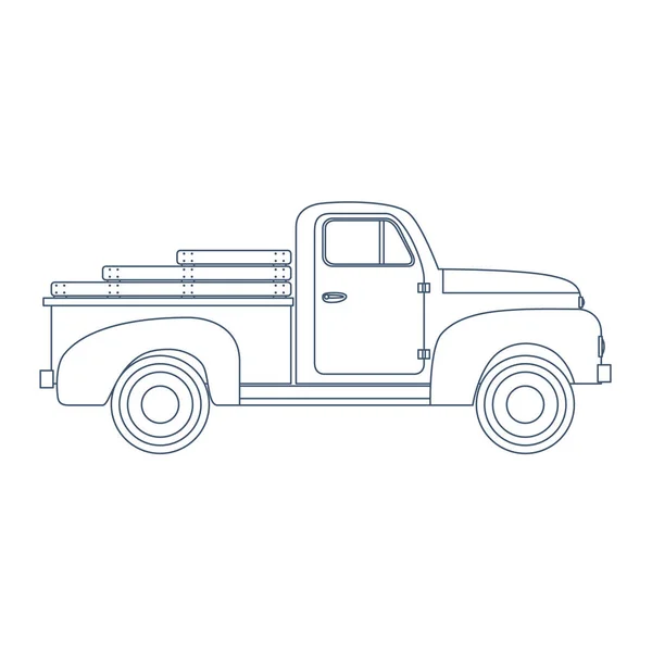 Vintage Retro Pickup Truck απομονώνονται σε λευκό φόντο. Διάνυσμα — Διανυσματικό Αρχείο