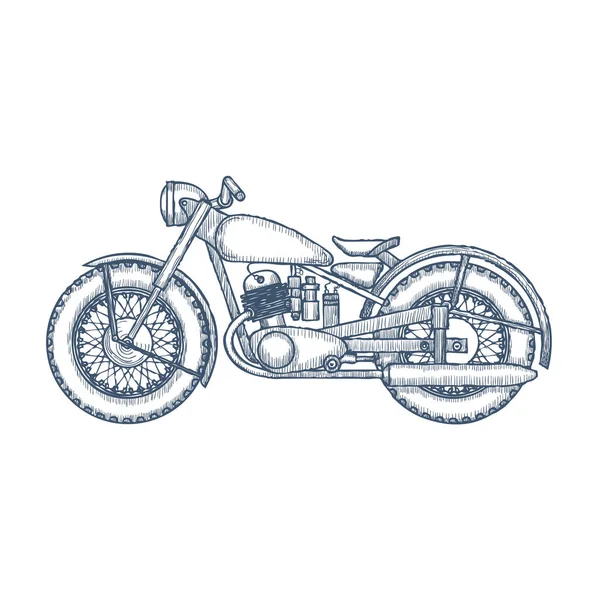 El Vintage motosiklet çizilmiş vektör logo tasarım
